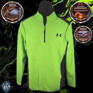 Under Armour ColdGear Infrared 1/4 Zip Fleece Pullover Neon Green Men's S